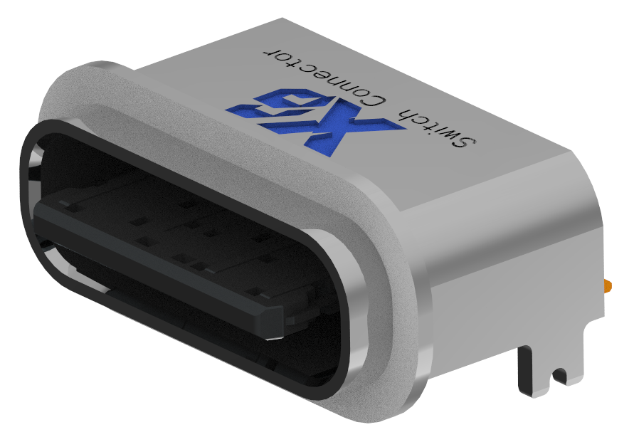 XB-TYPE C 6P 板上防水母座L=6.65mm(带钢片)(锌合金外壳 外露0.95)